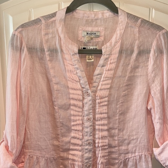 I love linen light pink linen button down Malvin Germany size S/US 6 cottagecore - Picture 12 of 17